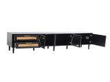Rattan TV Stand with 3 Cabinets & 2 Drawers, Rattan-inspired Media Console Table for TVs up to 80'', N710P206015B