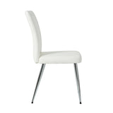 Modern white PU dining chair, cloth upholstered chair, electroplated metal chair legs, suitable for W210P224292