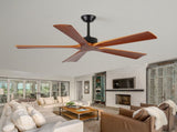 52 Inch Ceiling Fans and Remote, Wood Indoor Outdoor Ceiling Fan for Patios Living Room Bedroom 5 W2878P333280