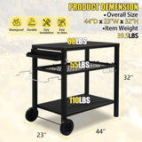 ZNTS Outdoor Grill Cart Three-Shelf Grill Table, Movable BBQ Trolley Food Prep Cart with Two Wheels & 58452400