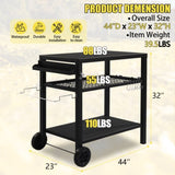 Outdoor Grill Cart Three-Shelf Grill Table, Movable BBQ Trolley Food Prep Cart with Two Wheels & 58452400