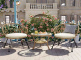 Outdoor Leisure Set, 2 Rattan Single Chairs with A Glass Round Table, Perfectly Suited for N711P256422A