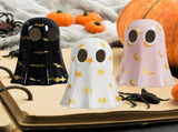 Halloween Decor Indoor, Set of 3 Ceramic Ghosts with Witch Hats, Cute Spooky Ghost Figurines for 61962924