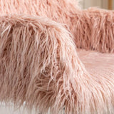 HengMing Modern Faux fur home office chair, fluffy chair for girls, makeup vanity Chair W21222750