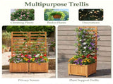 2-in-1 Wooden Raised Garden Bed with Trellis, Efficient Drainage System for Climbing Plants & 60342727