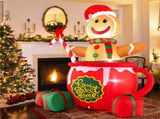 7ft Inflatable Gingerbread Man - Built-in LED Lights, Candy CaneHot Cocoa Mug Design, Multi-Color 84841295