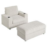 42" Oversized Chaise Lounge Indoor,Faux Rabbit Fur Sofa Bed with Storage Ottoman and N723P232726A