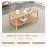 Modern 2-Tier Coffee Table for Living Room Furniture,Rectangular Center Table with Open Storage W3226P279107