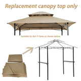 ZNTS 8x5Ft Grill Gazebo Replacement Canopy,Double Tiered BBQ Tent Roof Top Cover,Beige [Sale to Temu is 84576678