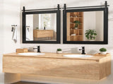 Farmhouse Bathroom, 31 x 31 Inch Rustic Wood Framed Wall Mounted, Black Vintage Vanity 42530797