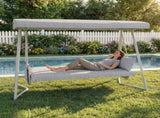 3-in-1 Hanging Patio Swing Bed with Adjustable Canopy 3-Seater Supports 600 lbs 45&deg Tilt Canopy W3979P394109