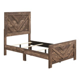 Rustic Brown Finish Contemporary Twin Size Panel Bed Wooden Bedroom Furniture 1pc, Bed in a Box B011P250475
