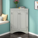 ZNTS Grey Triangle Bathroom Storage Cabinet with Adjustable Shelves, Freestanding Floor Cabinet for Home WF291467AAE