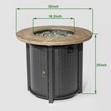 30inch Round Fire Pit Table Propane Fire Table with Lava Rocks W853P194144