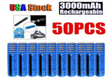 50pcs 18650 Lithium Batteries 3.7V Li-ion Rechargeable Battery Torch Headlight 61799236