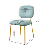 Modern Dining Chairs Set of 2, Beige & Green Upholstered Accent Chairs with Metal Legs N842P284565C