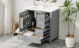 30" Bathroom Vanity with Sink, One Door with Shelf and Three Drawers, Soft Close Door, Grey N759P225994E