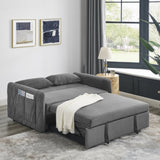 55" Modern Convertible Sofa Bed with 2 Detachable Arm Pockets, Velvet Loveseat Sofa with Pull Out W119363990