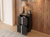 Elegant Nightstand with Metal Foot, Mirrored Bedside Table with 2 Drawers for Bedroom, Living Room, 22446657