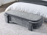 Chenille Upholstered Bench with Large Storage Space for the Living Room, Entryway and Bedroom,Grey, W48790041