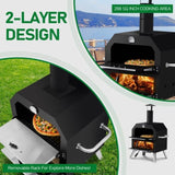 ZNTS Outdoor Pizza Oven Wood Fired 2-Layer Pizza Ovens Outside Pizza Maker with Stone, Removable Cooking 87975879