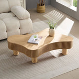 42.52 Inch Modern Wooden Handcraft Drum Coffee Table Irregular Shaped Coffee Table for Living W2582P251209