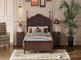 Full Size Wood Platform Bed Frame,Retro Style Platform Bed with Wooden Slat Support,Dark Walnut WF308186AAD
