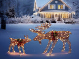 2pcs 4ft 30V 3.6W Moose Family 200LED Leather String Light Garden Moose Decoration Brown 22777896