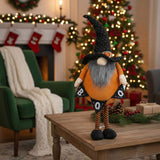 2PCS Set Spooky Christmas Gnome Decor Standing Orange Fabric Figures with Black Gnome & Banner, 63182616