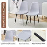 Comfortable Linen-Cotton Dining Chair Set - Six Pieces in Light Gray.Integrated Seat and W1512P360049