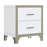 Elegant High Gloss Nightstand with Metal Handle,Mirrored Bedside Table with 2 Drawers for N733P205356K