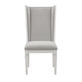 ZNTS ACME Katia Side Chair , Light Gray Linen & Weathered White Finish DN02274