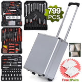 ZNTS 799pcs Aluminum Trolley Case Tool Set Silver 51163500