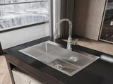 Stainless Steel Kitchen Sink, 30x19 Single Bowl, Overmount Handmade Sink in Dark Gray, with US 59818375
