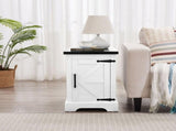 Farmhouse end table Nightstand Rectangular Farmhouse End Table with Barn Door and Adjustable Storage 94026504