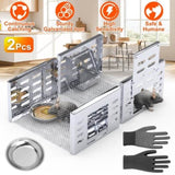 2Pcs Humane Rat Trap Catch and Release Live Mouse Cage Traps with Automatic Continuous Cycle 49485638