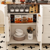 White Kitchen Island Cart with Foldable Tabletop & Drop Leaf - Mobile Breakfast Bar on Wheels with 66856892