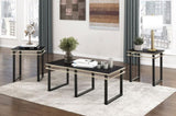 Black Coffee Table and End Tables Set Occasional 3pc Tables Tempered Glass Top Metal Frame Modern B011P297577
