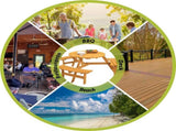 6-Person Outdoor Circular Wooden Picnic Table with 3 Built-in Benches for Patio Backyard 05669094