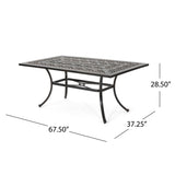 Outdoor Rectangular Cast Aluminum Dining Table, Shiny Copper 64857.00