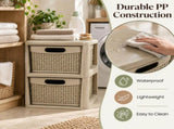 2-Drawer Storage Organizer with Wicker Patterns for Bedroom Bathroom Closet Living Room Nursery 14734553