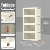 1 Piece Four Tier Folding Organizer with Lid and Door on Wheels, Collapsible Plastic Small 76616134