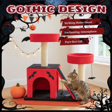 26" Gothic Cat Tree, Cat Tower with Spacious Cat Condo, 2 Padded Perches, Spider Toy, Scratching 74939297
