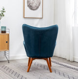 ZNTS Leiria Contemporary Silky Velvet Tufted Accent Chair with Ottoman, Blue T2574P164272