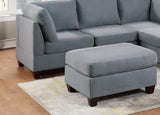 Living Room Furniture Cocktail Ottoman Grey Linen Like Fabric 1pc Plush Ottoman Wooden Legs B011104192