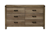 1pc Contemporary Six Drawer Dresser Bedroom Solid Wood Wooden Brown Melamine Finish Rustic B011P228966