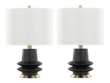 Lloyd 26" Contemporary Polyresin Table Lamp in Sanded Matte Black Polyresin, Modern Brass and White B202P224002
