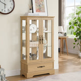 Glass Cabinet Lighted Glass Cabinet Curio Display Cabinet with Adjustable Glass Shelves 2 Doors and W2275P178890