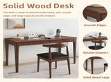 Solid Wood Desk with Drawers, Standing Desk with Smooth Edges, Home Office Desk for Small Spaces, 41863372