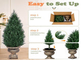 2 Pack 3FT Artificial Potted Trees, Dark Green PE Faux Plants with 360 Dense Branch Tips, Antique 52245840